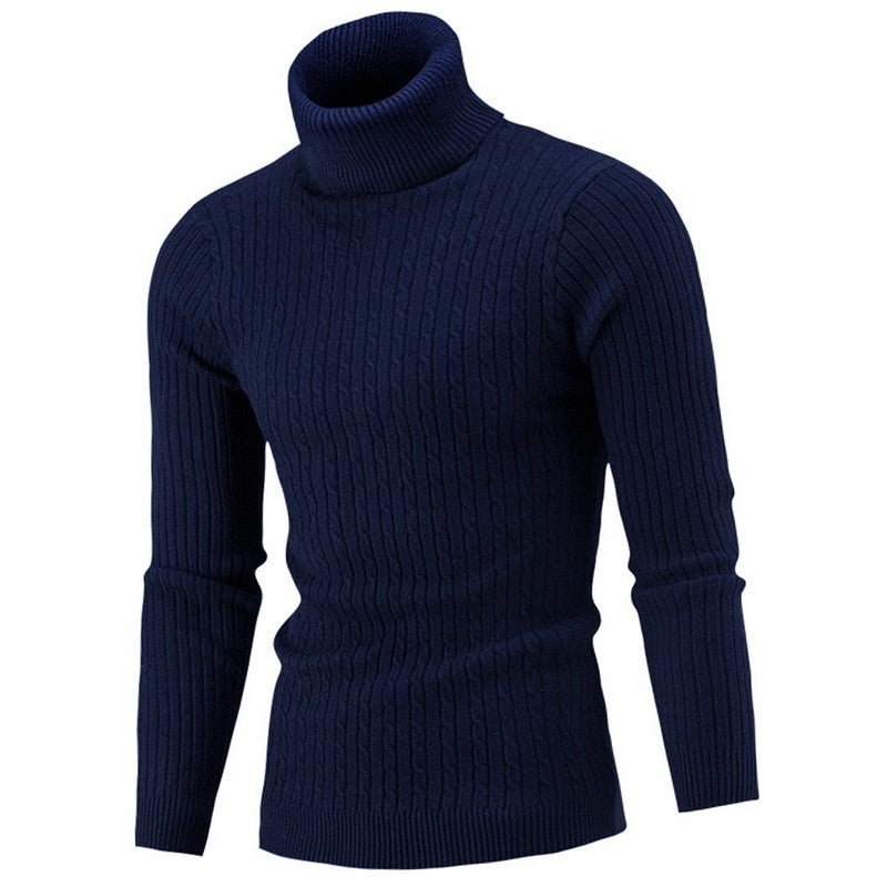 Load image into Gallery viewer, Men’s fleece sweater, long neck, warm winter, slim fit
