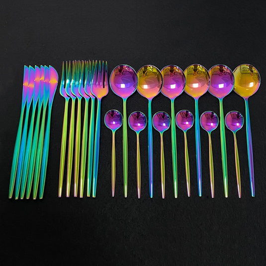 24 pieces of cutlery Very luxurious and beautiful stainless steel There are: 15 colors