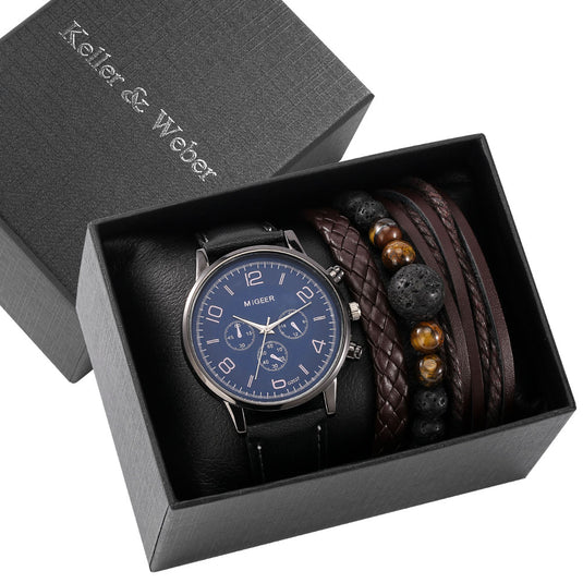 A very classy and giftable men's black leather quartz watch