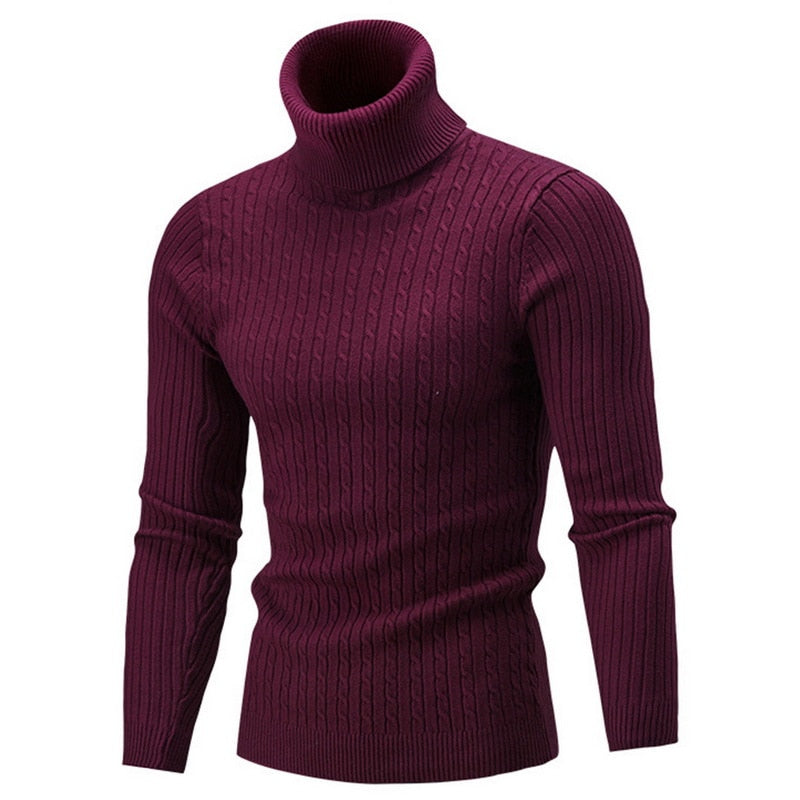 Load image into Gallery viewer, Men’s fleece sweater, long neck, warm winter, slim fit
