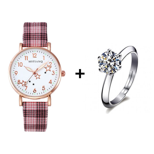 2022 new watch for women Leather strap, glow-in-the-dark hands, some with a ring