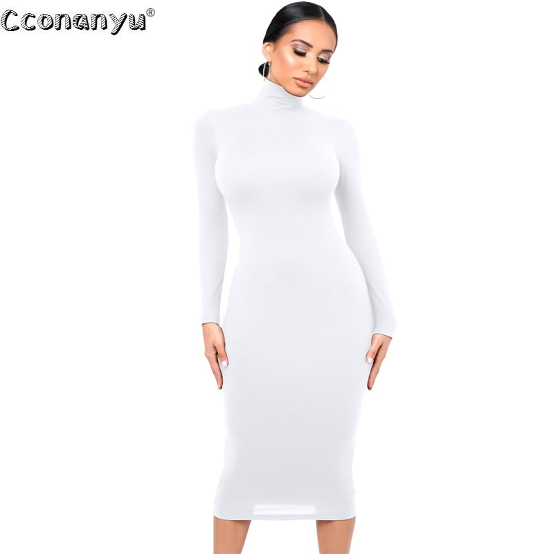 Load image into Gallery viewer, sexy women dress Long dress.. with long sleeves turtleneck suitable for work

