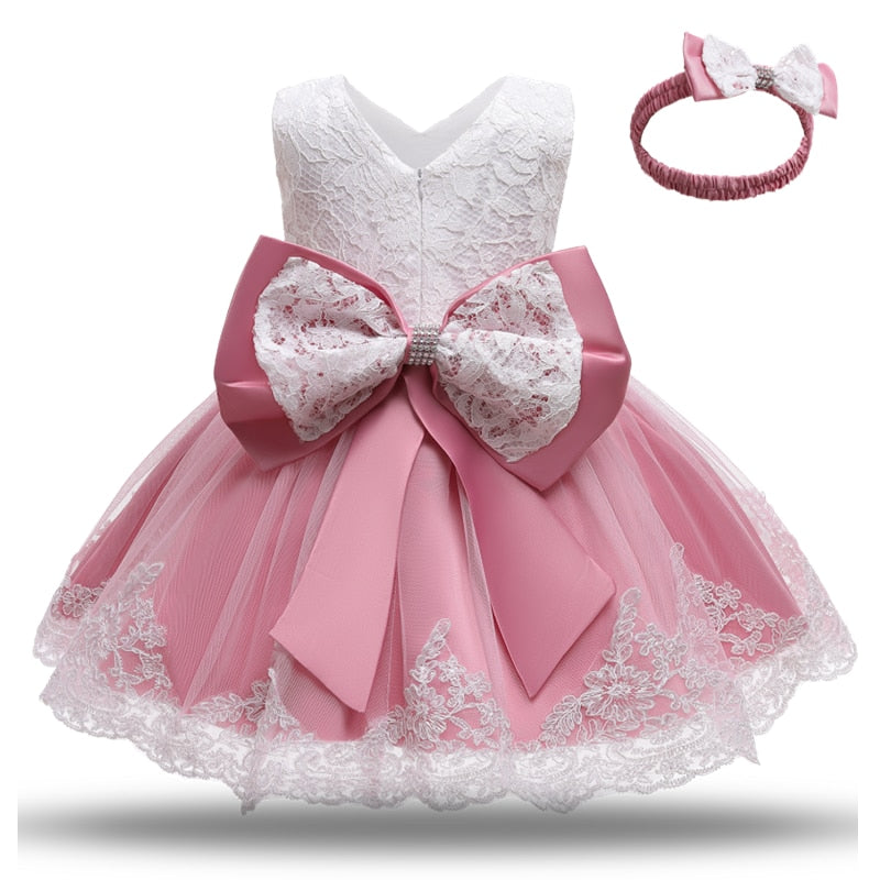 Load image into Gallery viewer, Cute dress for little girls, with bowknot, suitable for parties, baptisms, all colors
