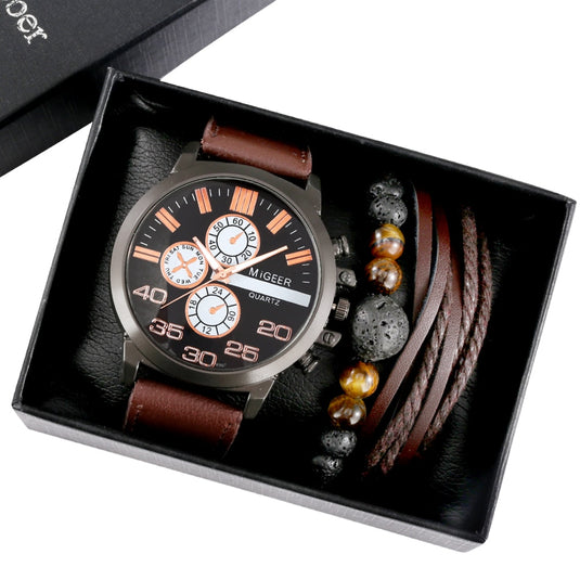 2022 elegant and high quality turquoise leather 3 piece bracelet watch