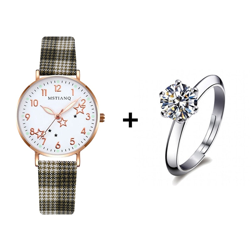 Load image into Gallery viewer, 2022 new watch for women Leather strap, glow-in-the-dark hands, some with a ring
