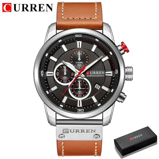 CURREN luxury men's watch, Sora leather..a sporty and elegant watch