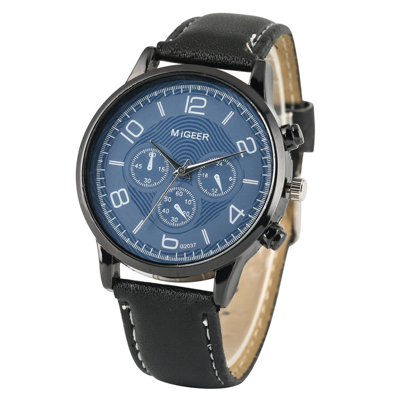 Load image into Gallery viewer, A very classy and giftable men's black leather quartz watch

