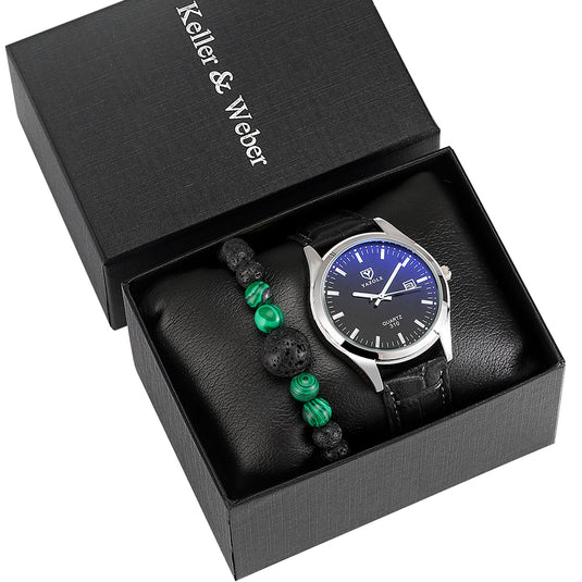 Luxury men's watch bracelet man quartz wristwatch gold bracelet 2022 2pcs