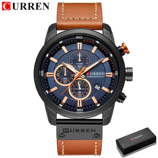 CURREN luxury men's watch, Sora leather..a sporty and elegant watch