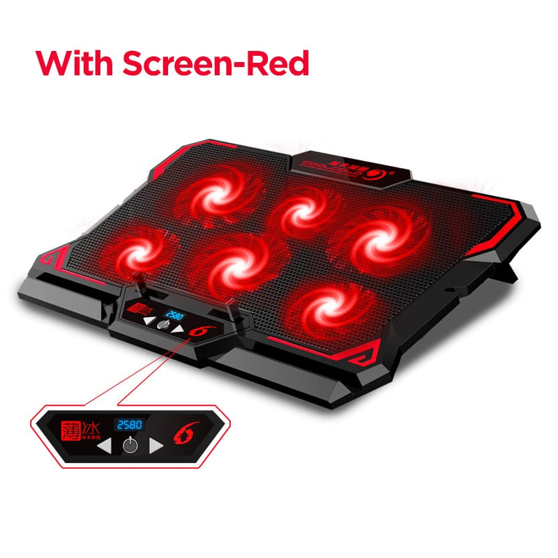 Load image into Gallery viewer, COOLCOLD 17inch Gaming Laptop Cooler Six Fan Led Screen Two USB Port 2600RPM Laptop Cooling Pad Notebook Stand For Laptop
