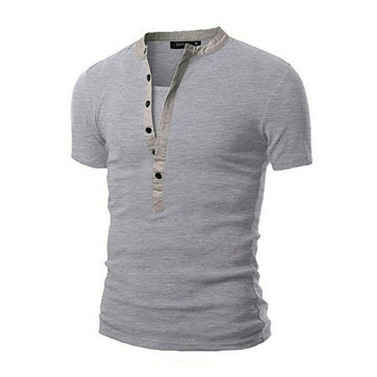 Summer men's slim fit V-neck short-sleeved T-shirt