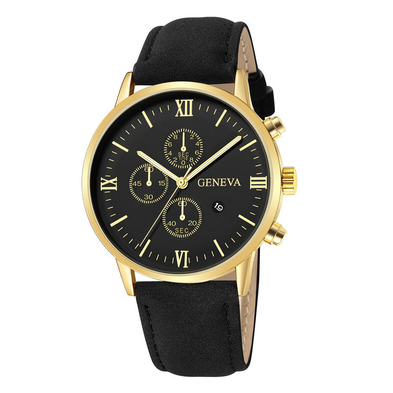 Load image into Gallery viewer, Men's watches 2022 for all times, from Calendar Quartz Watch Company leather bracelet
