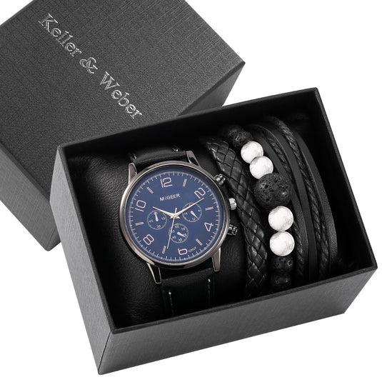 A very classy and giftable men's black leather quartz watch