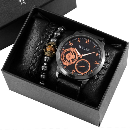Luxury men's watch bracelet man quartz wristwatch gold bracelet 2022 2pcs