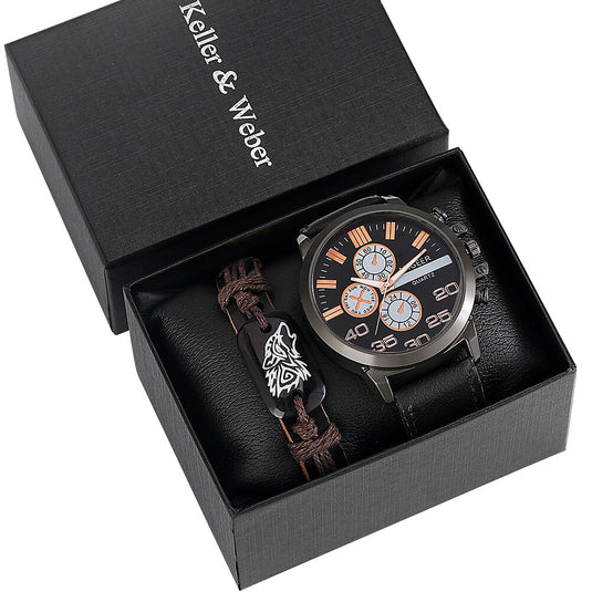 Luxury men's watch bracelet man quartz wristwatch gold bracelet 2022 2pcs