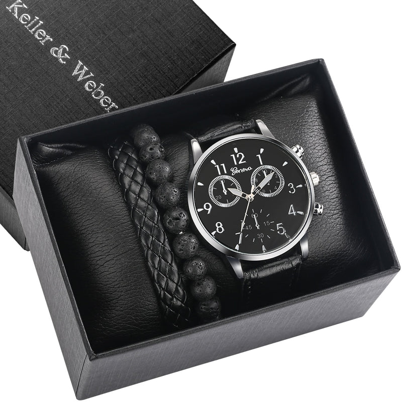 Load image into Gallery viewer, 2022 elegant and high quality turquoise leather 3 piece bracelet watch
