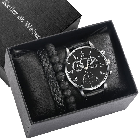 2022 elegant and high quality turquoise leather 3 piece bracelet watch