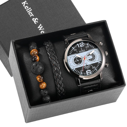 Luxury men's watch made of leather beautiful as a gift