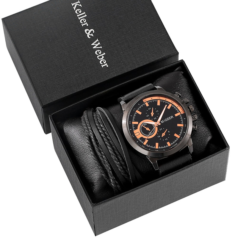 Load image into Gallery viewer, Luxury men's watch bracelet man quartz wristwatch gold bracelet 2022 2pcs
