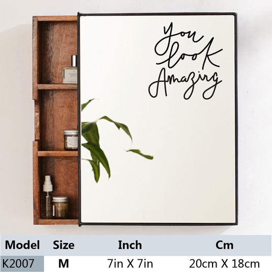 Mirror hanging on the wall To decorate the home décor With a shelf to carry things