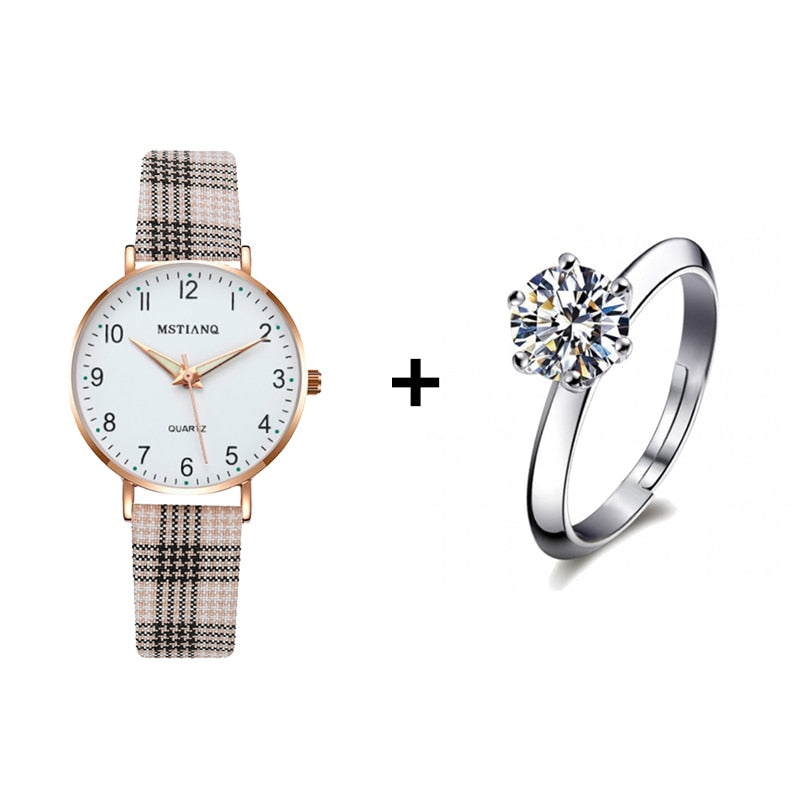 Load image into Gallery viewer, 2022 new watch for women Leather strap, glow-in-the-dark hands, some with a ring
