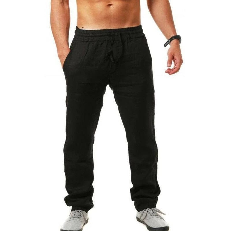 Load image into Gallery viewer, Men's linen trousers for spring and a beautiful model
