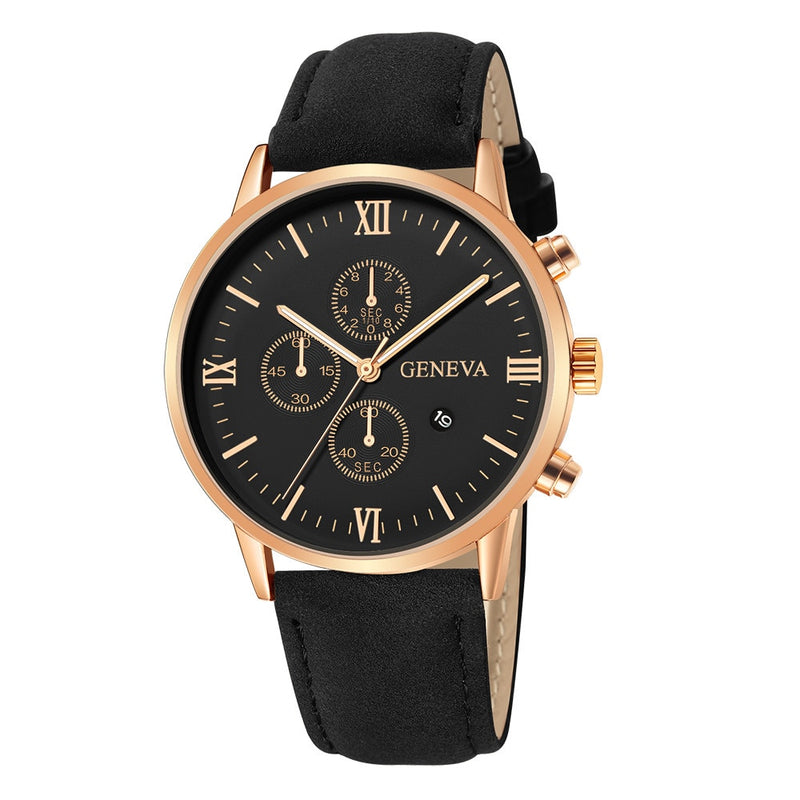Load image into Gallery viewer, Men's watches 2022 for all times, from Calendar Quartz Watch Company leather bracelet
