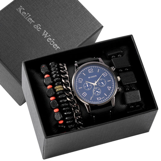A very classy and giftable men's black leather quartz watch