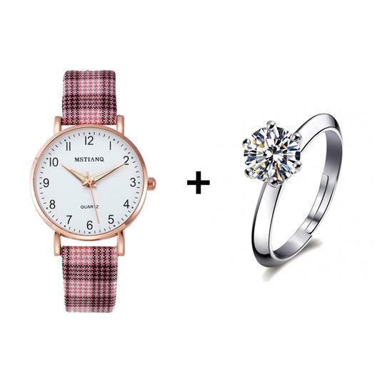 2022 new watch for women Leather strap, glow-in-the-dark hands, some with a ring