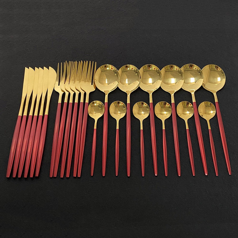 Load image into Gallery viewer, 24 pieces of cutlery Very luxurious and beautiful stainless steel There are: 15 colors
