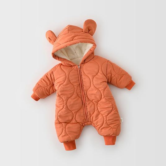 Milancel baby clothing bear ear for baby boys & girls,rompers fur lining, infant outfit