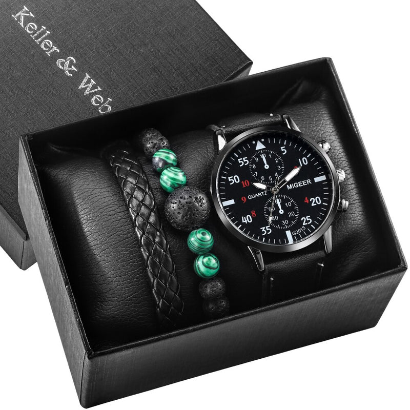 Load image into Gallery viewer, Luxury men's watch bracelet man quartz wristwatch gold bracelet 2022 2pcs
