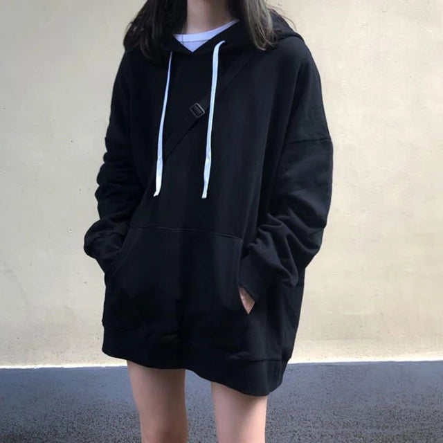 Load image into Gallery viewer, Hoodie Women Autumn Solid Color Pocket Mid-length Hoodie Long Sleeve Loose Sweatshirt
