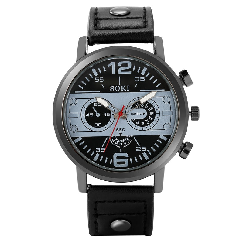 Load image into Gallery viewer, Luxury men's watch made of leather beautiful as a gift
