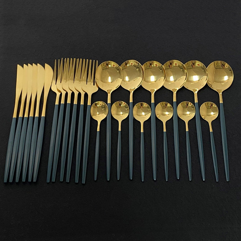Load image into Gallery viewer, 24 pieces of cutlery Very luxurious and beautiful stainless steel There are: 15 colors
