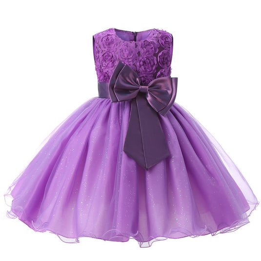 Cute dress for little girls, with bowknot, suitable for parties, baptisms, all colors