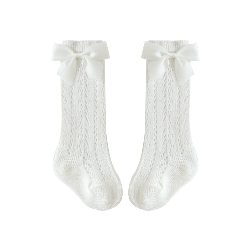 Load image into Gallery viewer, Baby socks for baby girls, soft cotton, infant, Decorated with a bow، 4-colors
