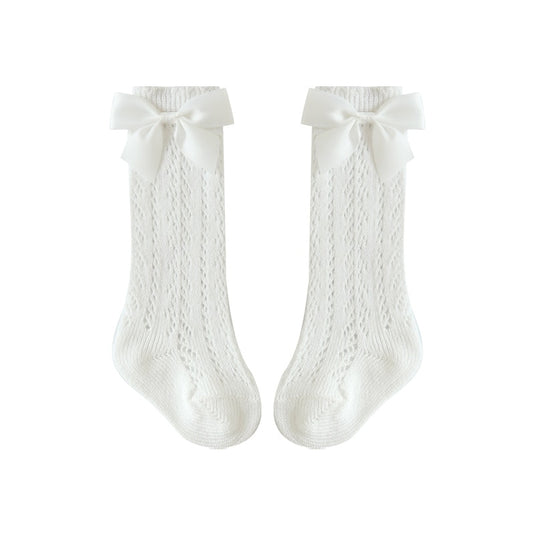 Baby socks for baby girls, soft cotton, infant, Decorated with a bow، 4-colors