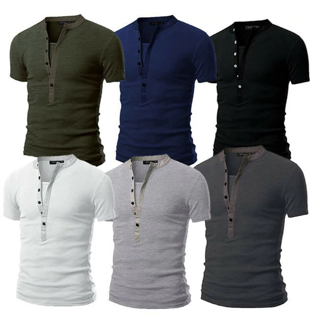 Load image into Gallery viewer, Summer men's slim fit V-neck short-sleeved T-shirt
