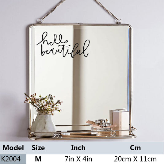 Mirror hanging on the wall To decorate the home décor With a shelf to carry things