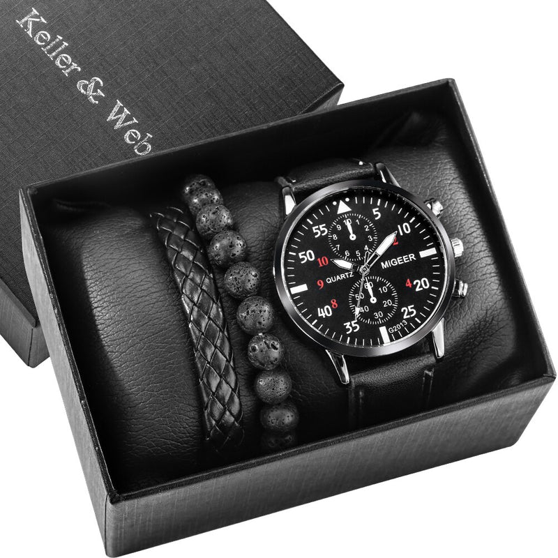 Load image into Gallery viewer, Luxury men's watch bracelet man quartz wristwatch gold bracelet 2022 2pcs

