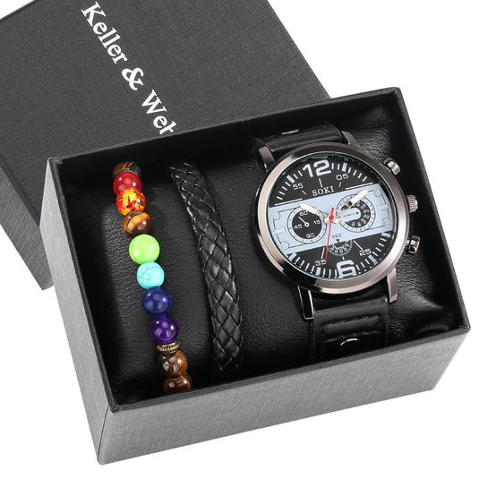 Luxury men's watch made of leather beautiful as a gift
