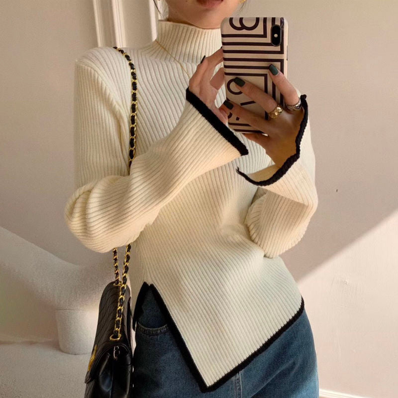 Load image into Gallery viewer, Autumn and winter women's blouse with an elegant side slit
