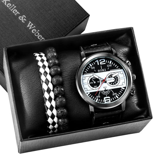 Luxury men's watch made of leather beautiful as a gift