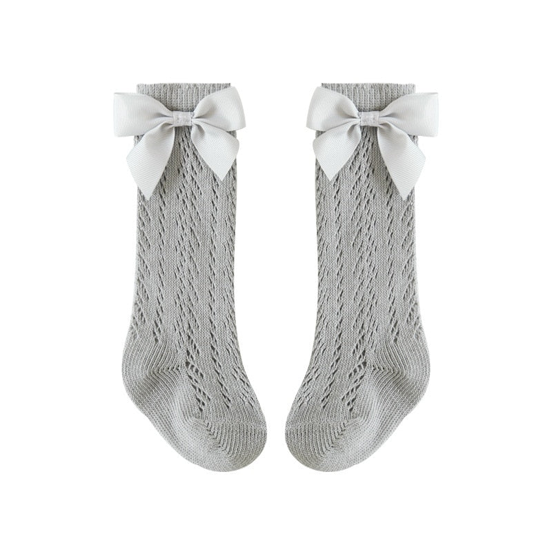 Load image into Gallery viewer, Baby socks for baby girls, soft cotton, infant, Decorated with a bow، 4-colors
