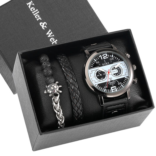 Luxury men's watch made of leather beautiful as a gift