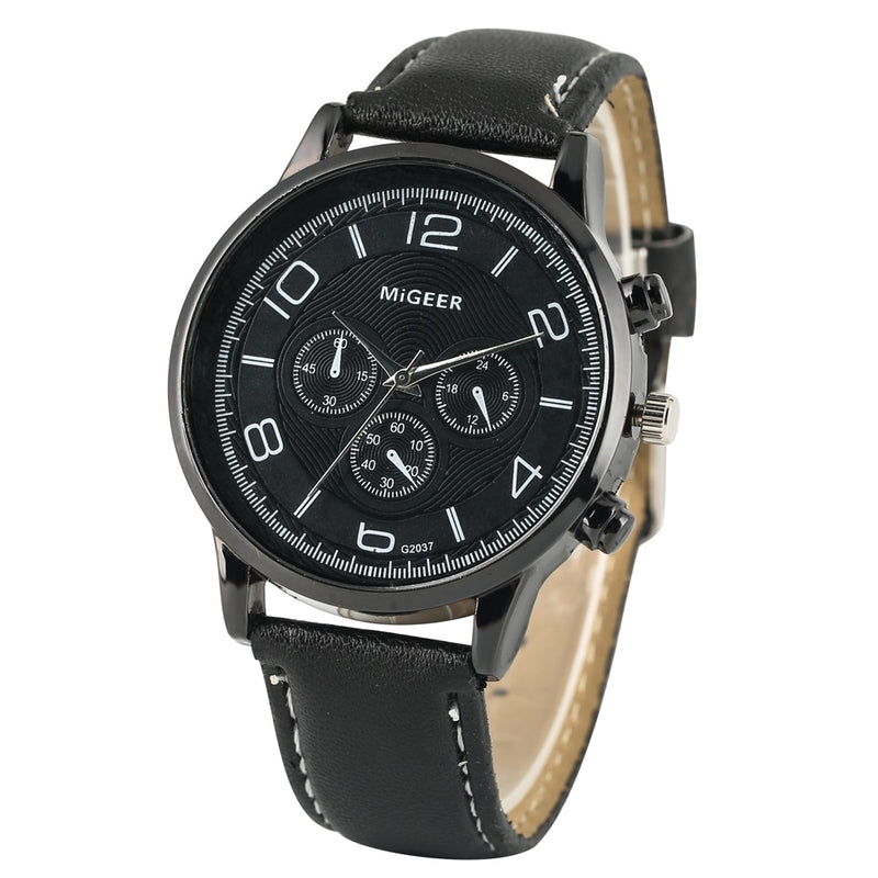 Load image into Gallery viewer, A very classy and giftable men's black leather quartz watch
