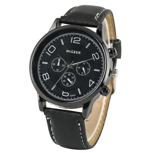 A very classy and giftable men's black leather quartz watch