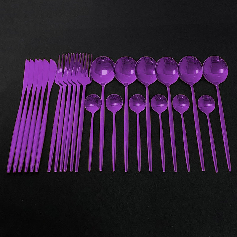 Load image into Gallery viewer, 24 pieces of cutlery Very luxurious and beautiful stainless steel There are: 15 colors
