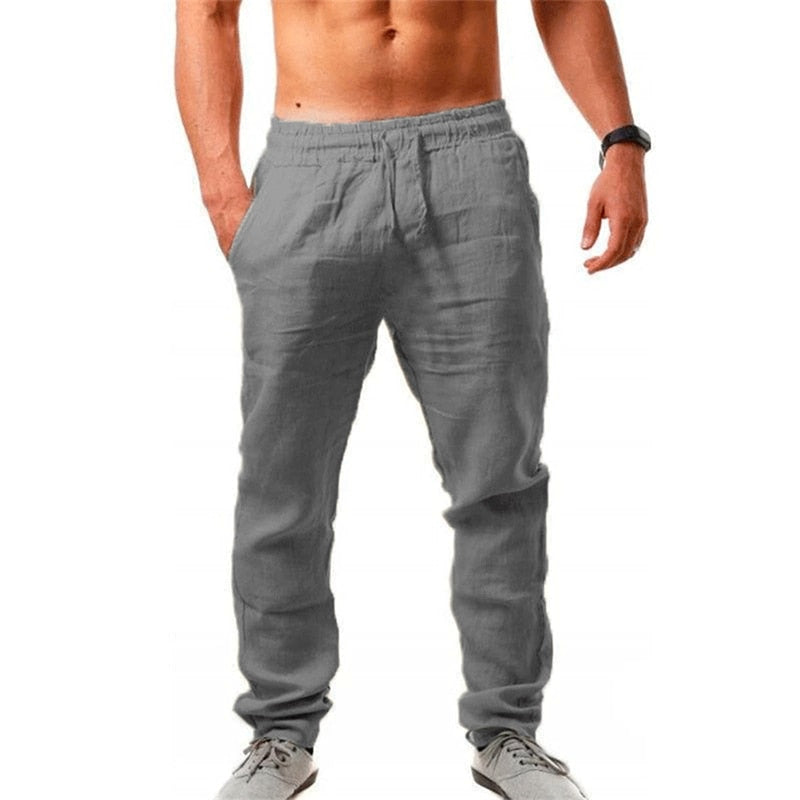 Load image into Gallery viewer, Men's linen trousers for spring and a beautiful model
